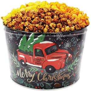 2 Gallon Merry Christmas Red Truck Tin