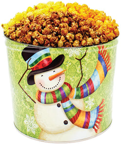 2 Gallon Winter Scarf Snowman Tin