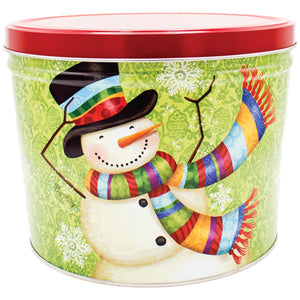 2 Gallon Winter Scarf Snowman Tin